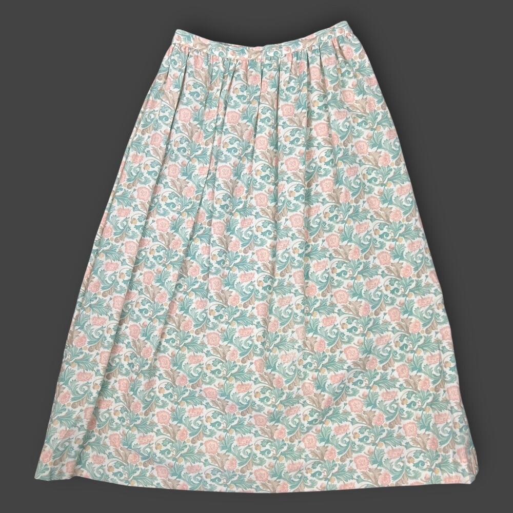 80s Cheryl Tiegs NWT pink blue white pastel floral‎ midi skirt cottagecore Small